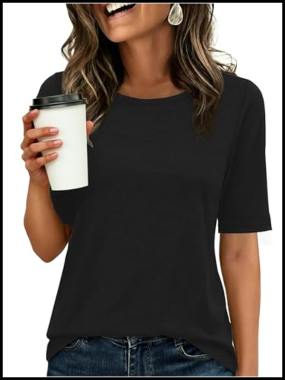 Women's Half Sleeve Crewneck T-Shirt Basic Fit Work Tee